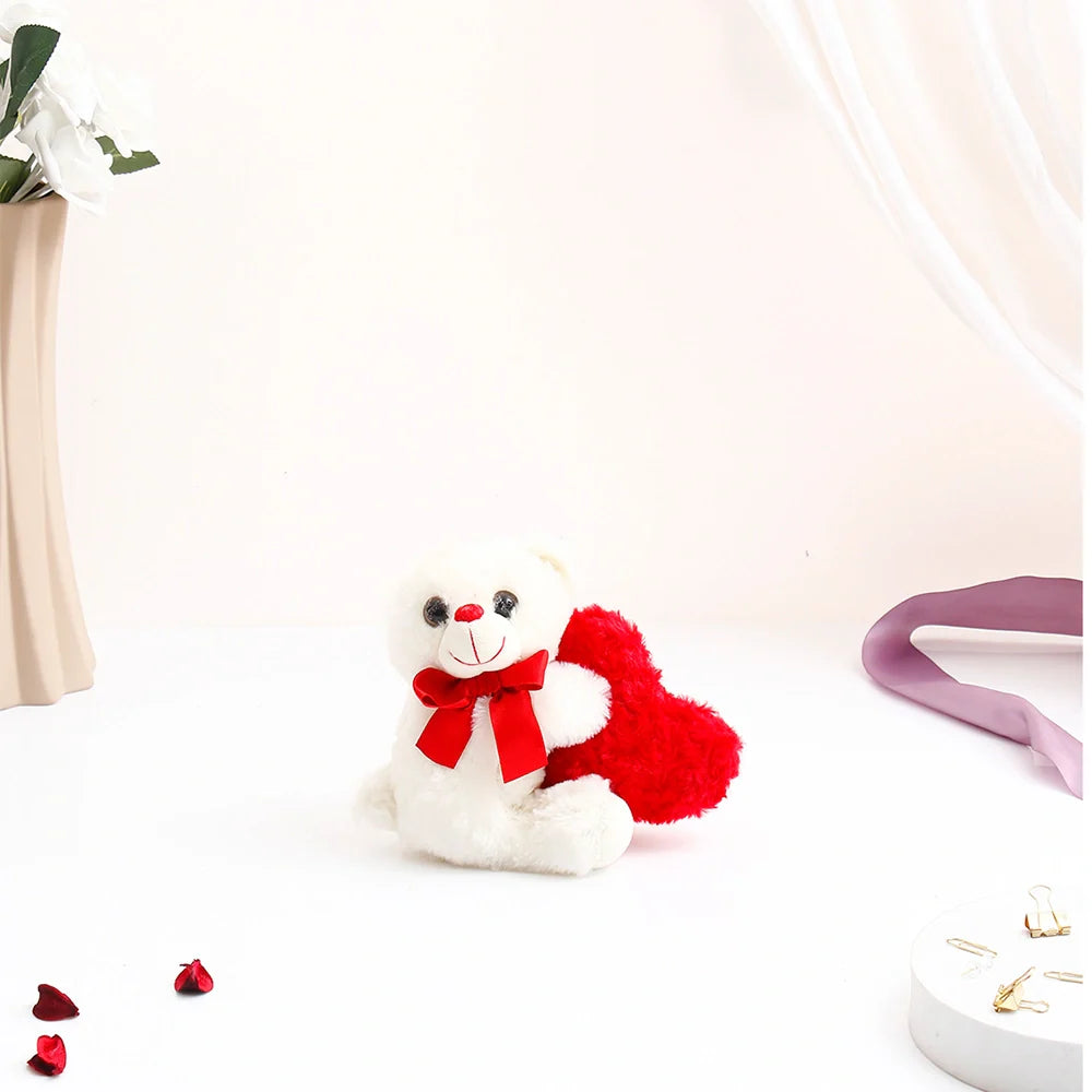 Mini White Teddy Bear With Heart