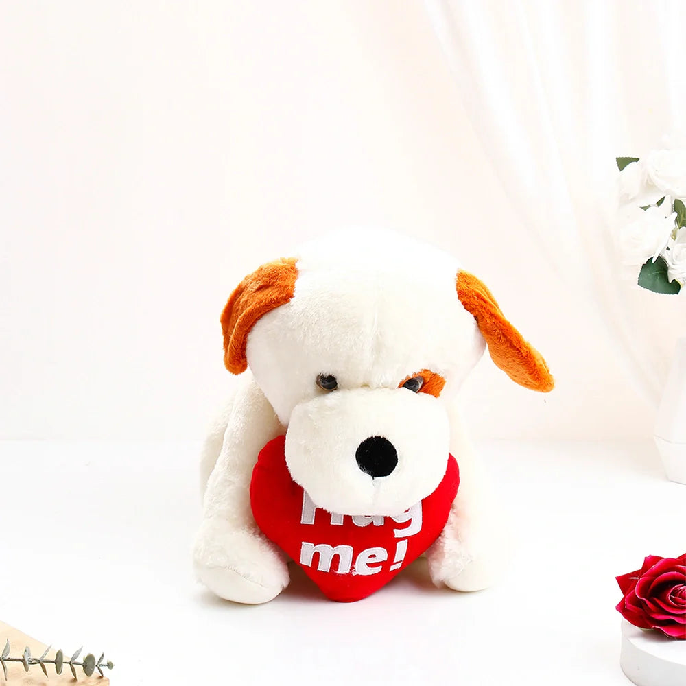 White Hug Me Dog Soft Toy
