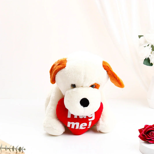 White Hug Me Dog Soft Toy