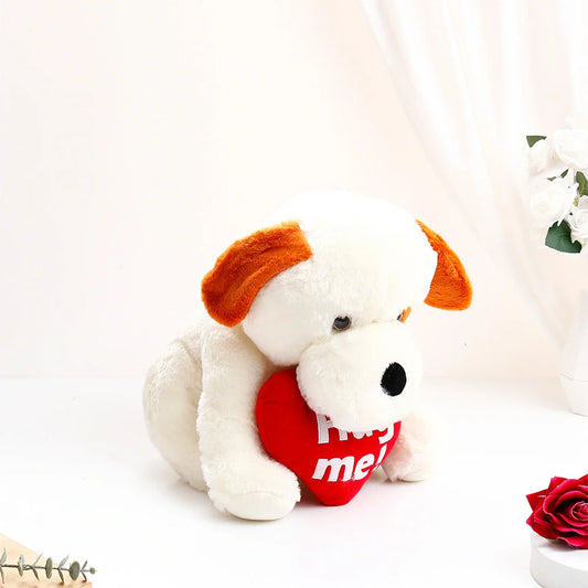 White Hug Me Dog Soft Toy