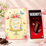 Happy Birthday Floral Cake Personalised Greeting Card with Chocolate