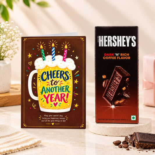 Cheers to Another Year Birthday Personalised Greeting Card with Chocolate