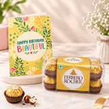 Happy Birthday Beautiful Floral Personalised Greeting Card with Chocolate