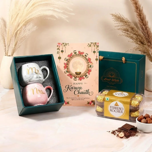Karva Chauth Personalised Greeting Card With Mug Set And Chocolate