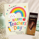 "Rainbow Doodle" Personalized Teacher's Day Card and with Hershey's Creamy Milk