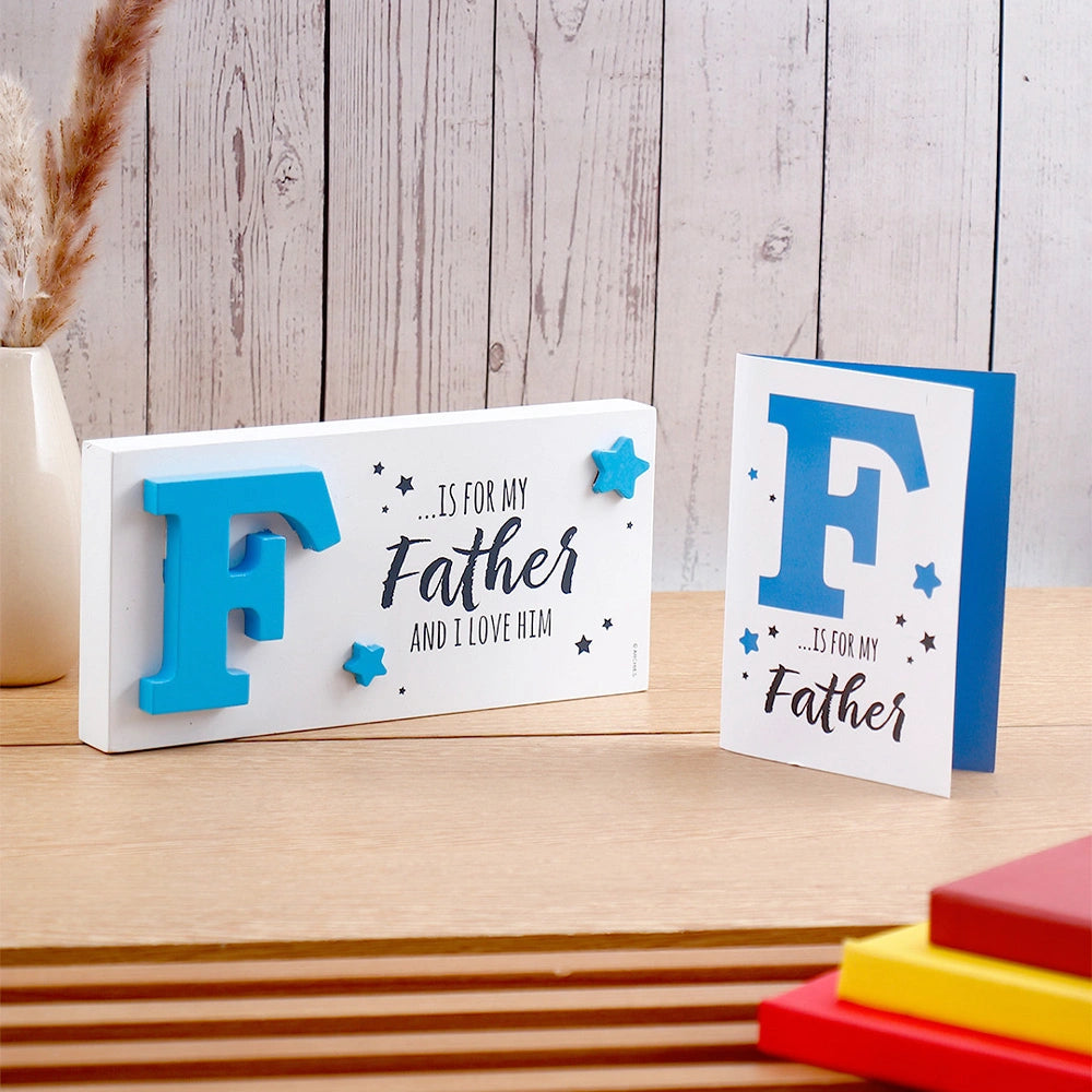 Archies "F is for Father" Desk Plaque with Greeting Card