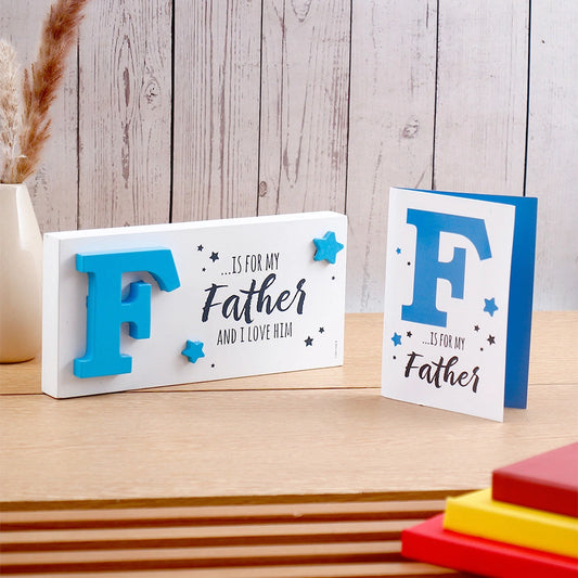 Archies "F is for Father" Desk Plaque with Greeting Card