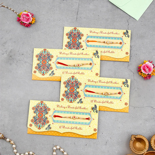 Pack Of 4 Wishing A Wonderful Brother Rakhi Mailer