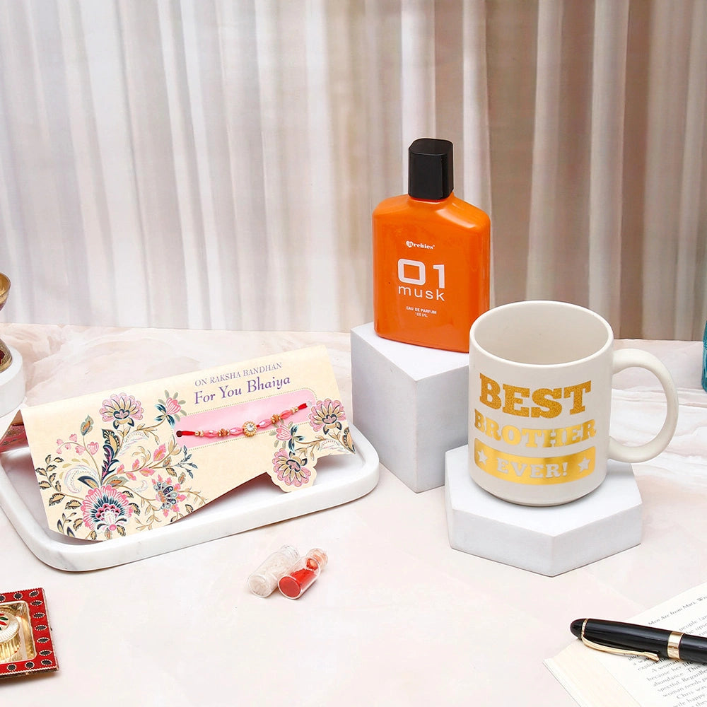 01 Musk Perfume with Best Brother Mug & Rakhi Bhaiya Mailer