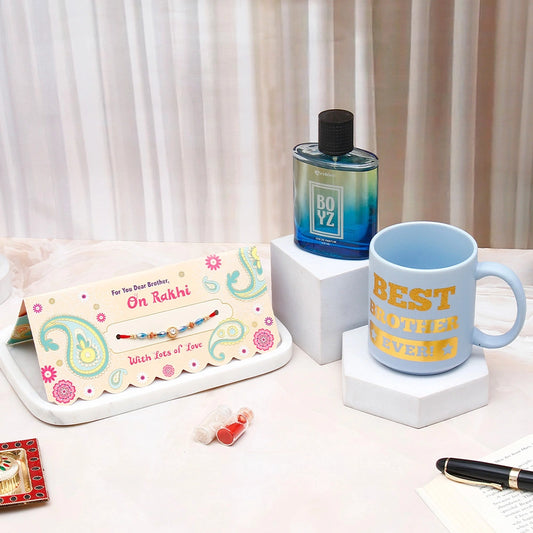 BOYZ Perfume with Best Brother Mug & Rakhi Paisley Mailer