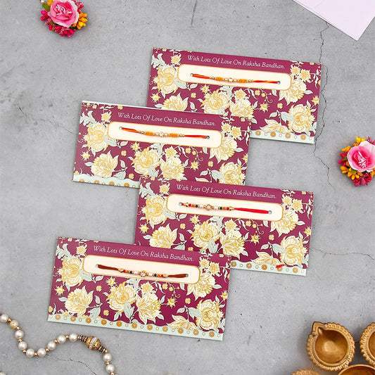 Pack Of 4 With Lots Of Love On Rakshabandhan Rakhi Mailer