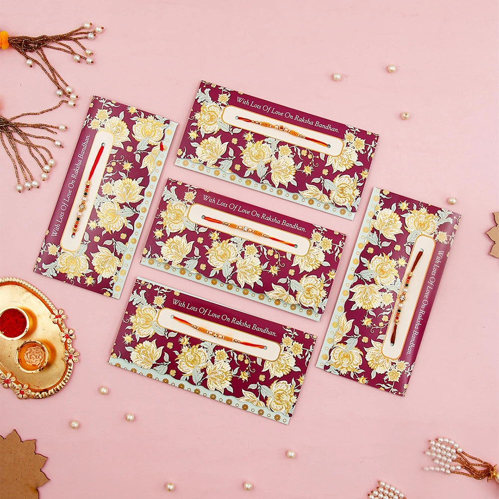 Pack Of 5 With Lots Of Love On Rakshabandhan Rakhi Mailer