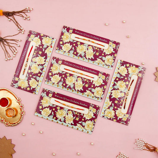 Pack Of 5 With Lots Of Love On Rakshabandhan Rakhi Mailer