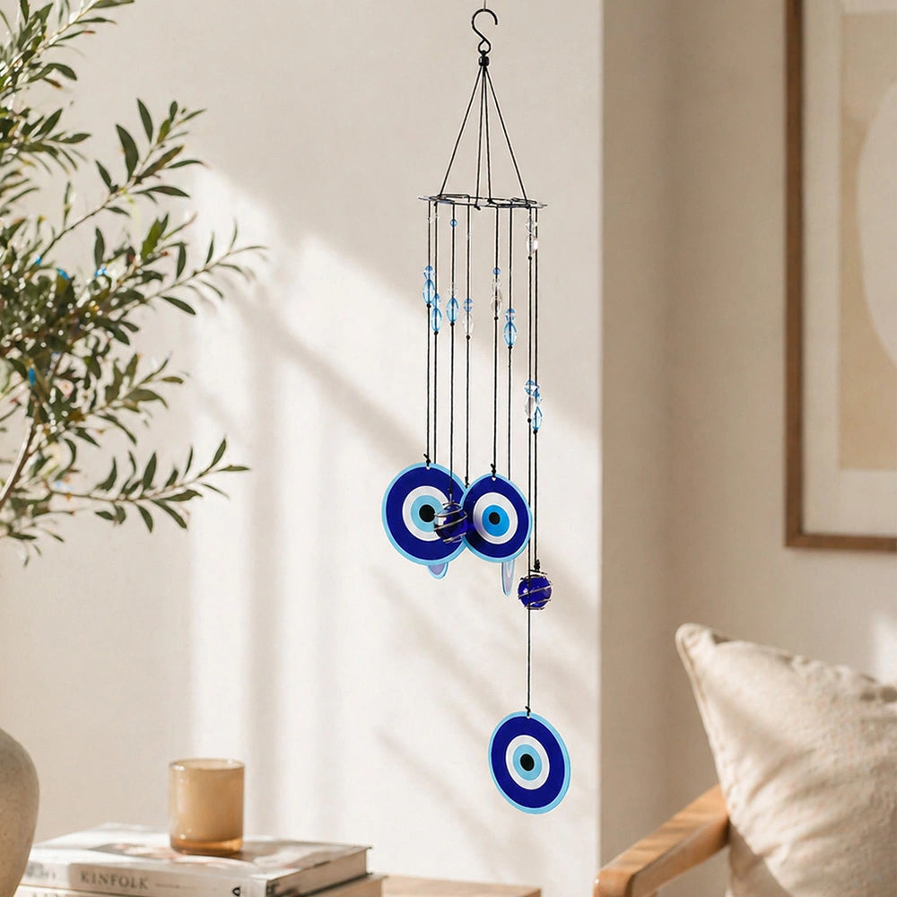 Triple Evil Eye Glass Wind Chime