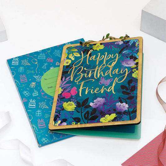 Happy Birthday Friend Floral Gold Greeting Card