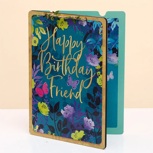Happy Birthday Friend Floral Gold Greeting Card