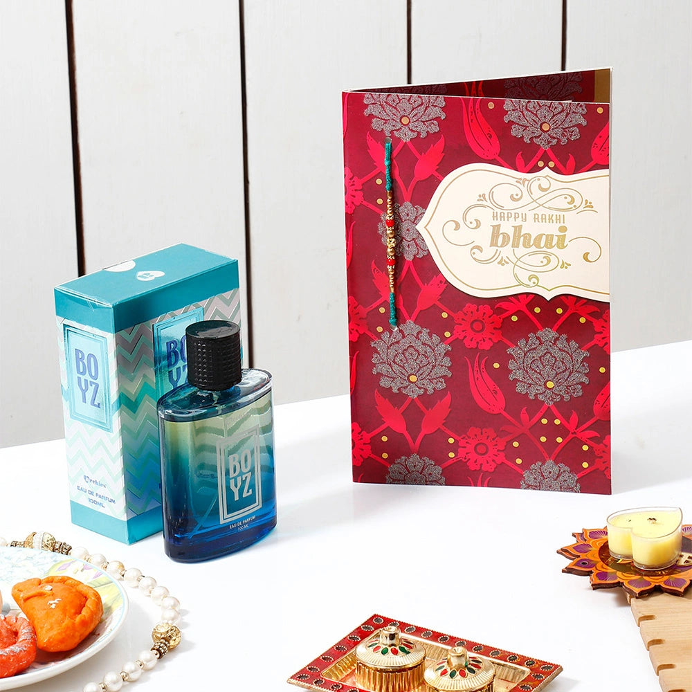 Happy Rakhi Greeting Card with Archies Boyz Perfume