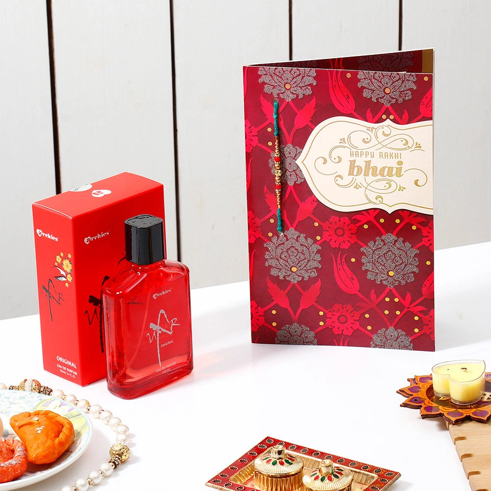 Happy Rakhi Greeting Card with Archies UXR Perfume