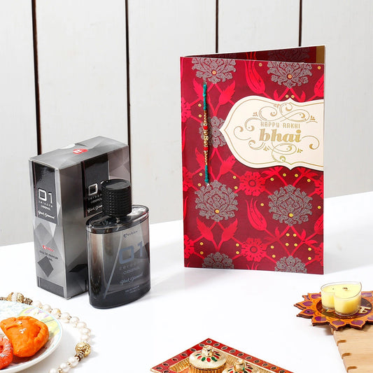 Happy Rakhi Greeting Card with Archies Black Diamond Perfume