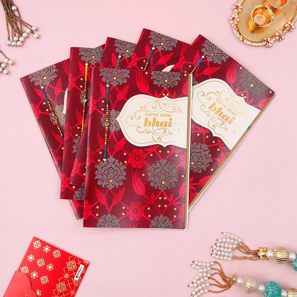 Pack Of 6 Happy Rakhi Bhai Greeting Card With Envelope