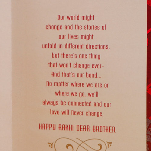 Happy Rakhi Bhai Greeting Card with a Sacred Rakhi
