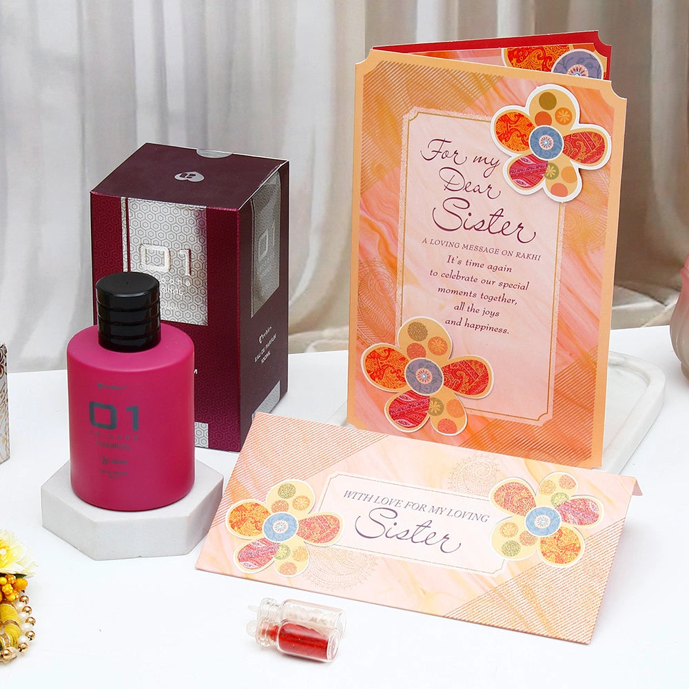 01 Perfume & Sister Rakhi Card Gift Set