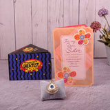 Golden Evil Eye Keychain With Sister Greeting Card and Mug