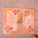 Sacred Evil Eye Keychain With Sister Greeting Card