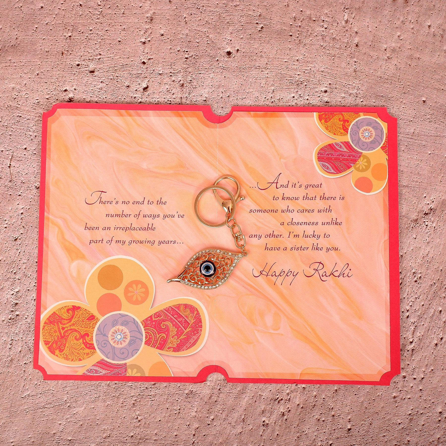 Talisman Evil Eye Keychain With Sister Greeting Card