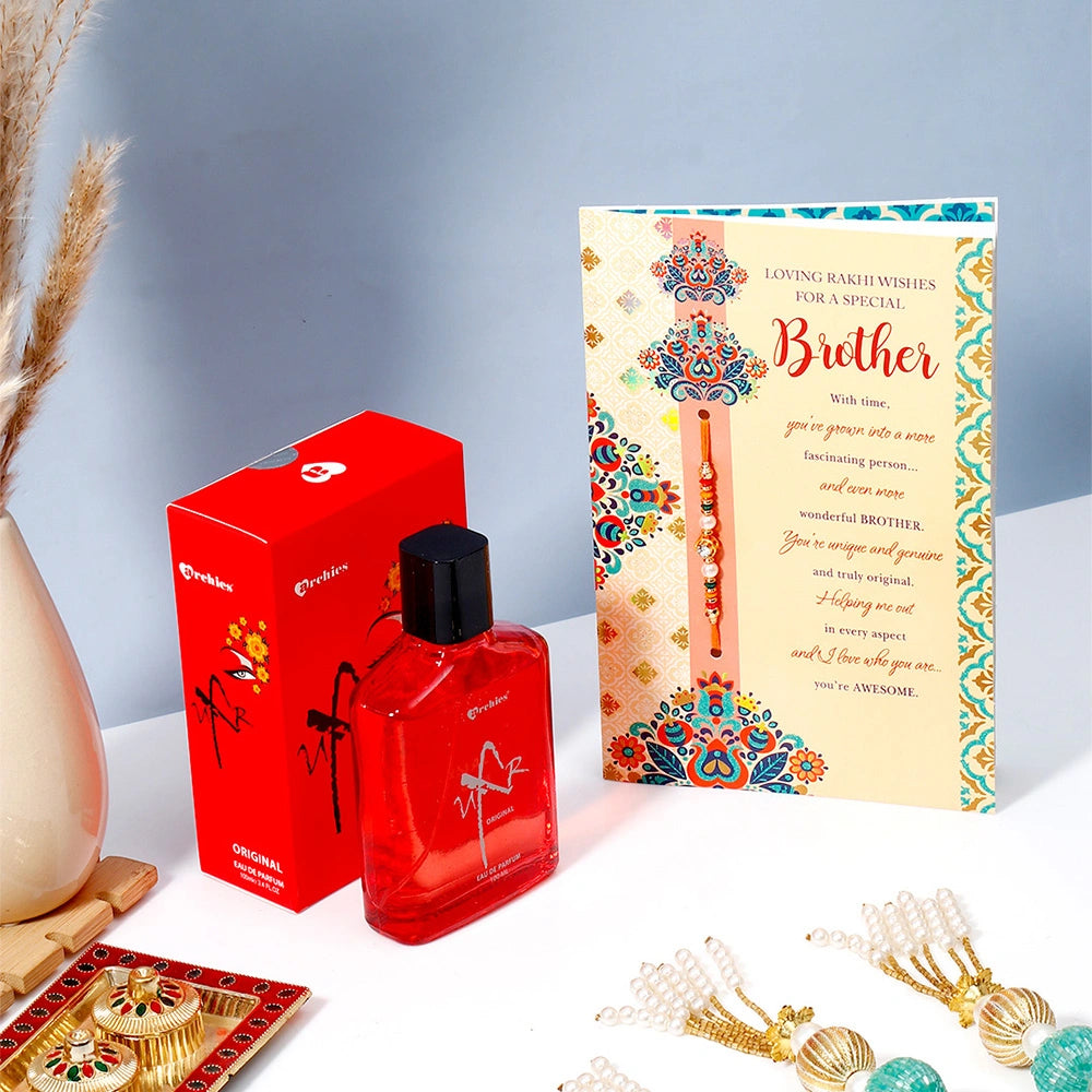 Dear Brother Rakhi Greeting Card with Archies UXR Perfume
