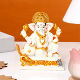 White & Gold Ganesha Idol