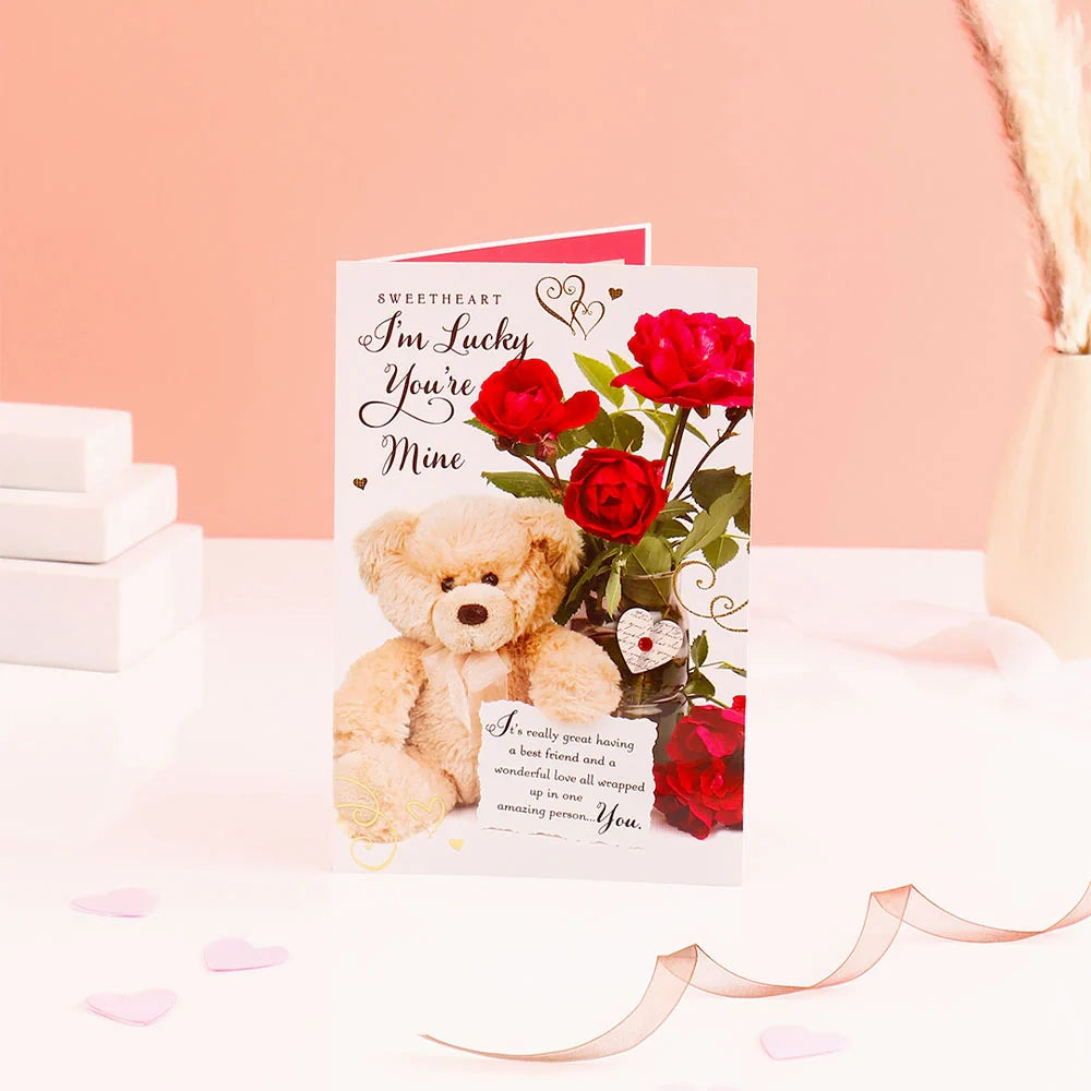 Sweetheart I'm Lucky You Are Mine Greeting Card With Envelope