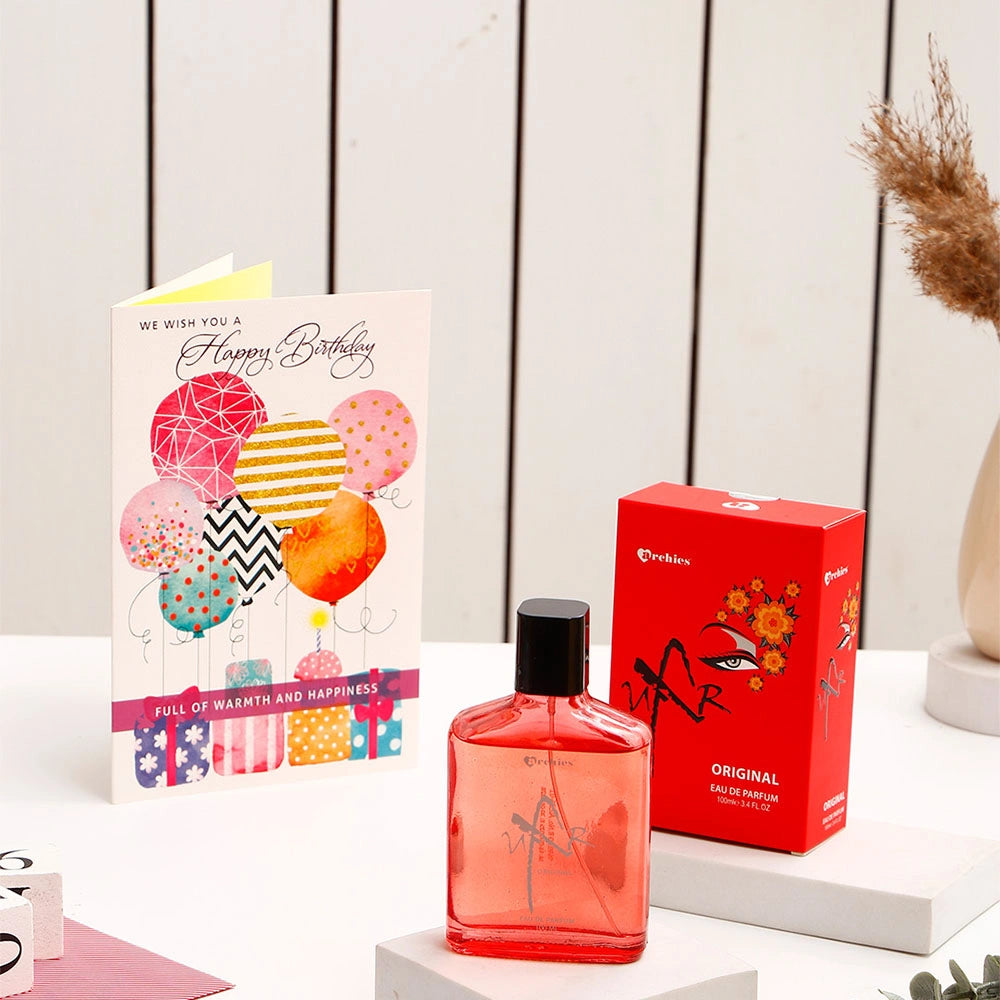 We Wish You A Happy Birthday Greeitng Card and UXR Perfume