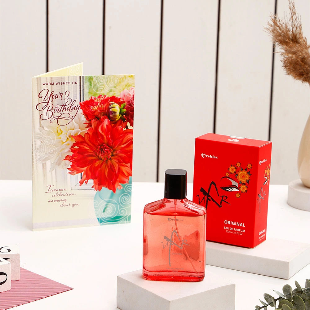 Warm Wishes On Birthday Greeting Card and UXR Perfume