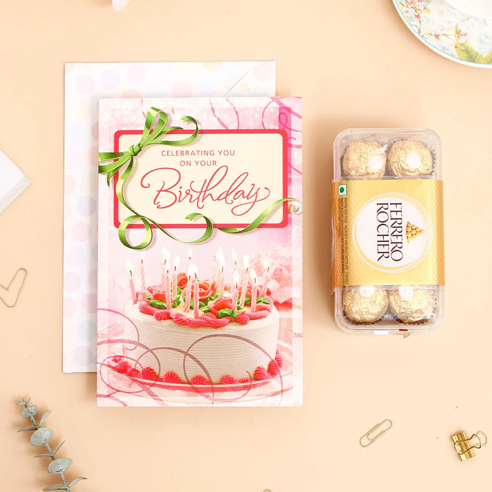 Celebrating You On Your Birthday Greeting Card and Ferrero Rocher 200 GM