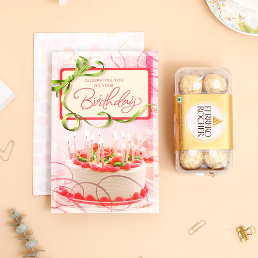 Celebrating You On Your Birthday Greeting Card and Ferrero Rocher 200 GM