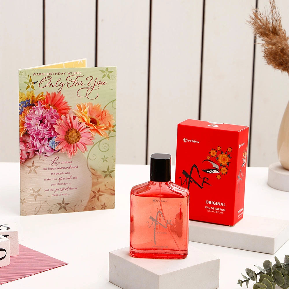 Warm Birthday Wishes Only For You Birthday Greeting Card and UXR Perfume