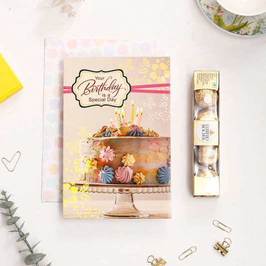 Your Birthday Is A Special Day Birthday Greeting  Card and Ferrero Rocher 50 GM