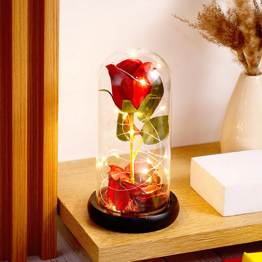 Forever Red Rose in Glass Dome with LED Light