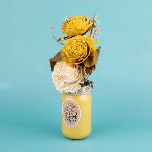 Blooming Yellow Rose Ceramic  Vase