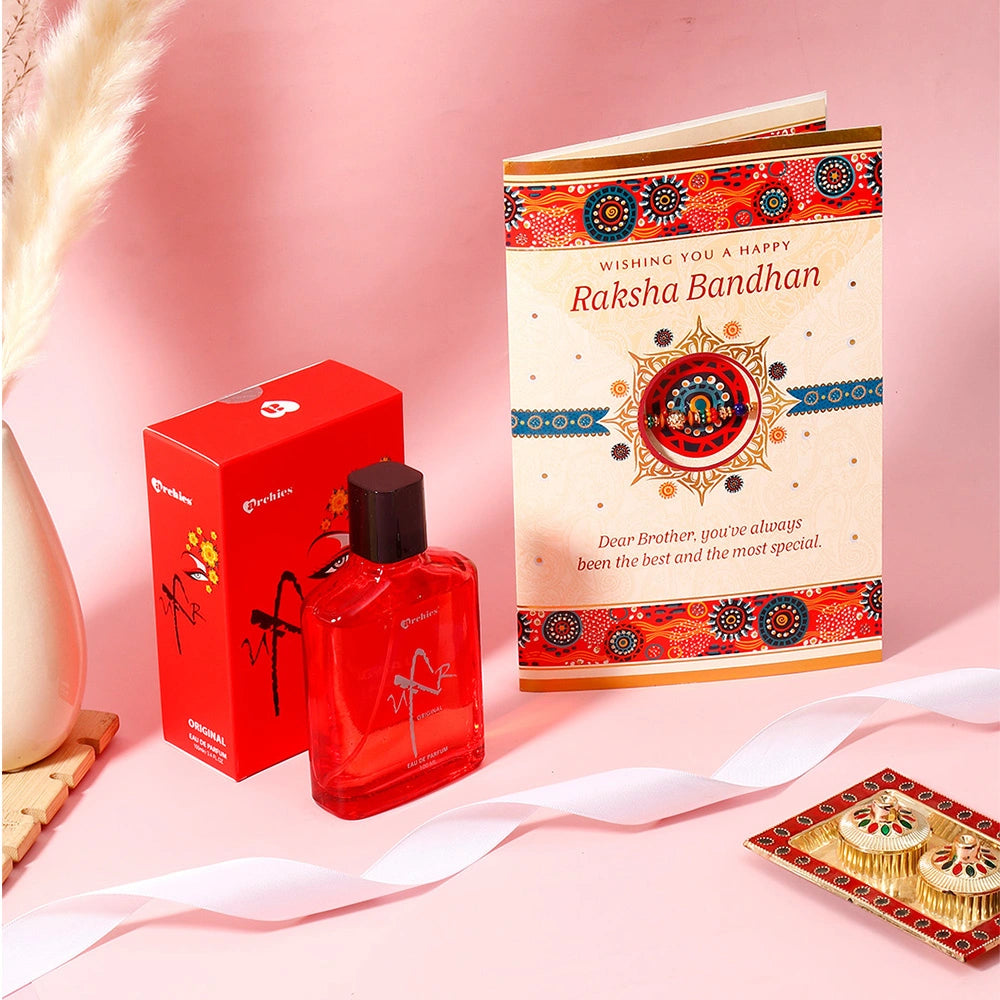 Raksha Bandhan Greeting Card with Archies UXR Perfume