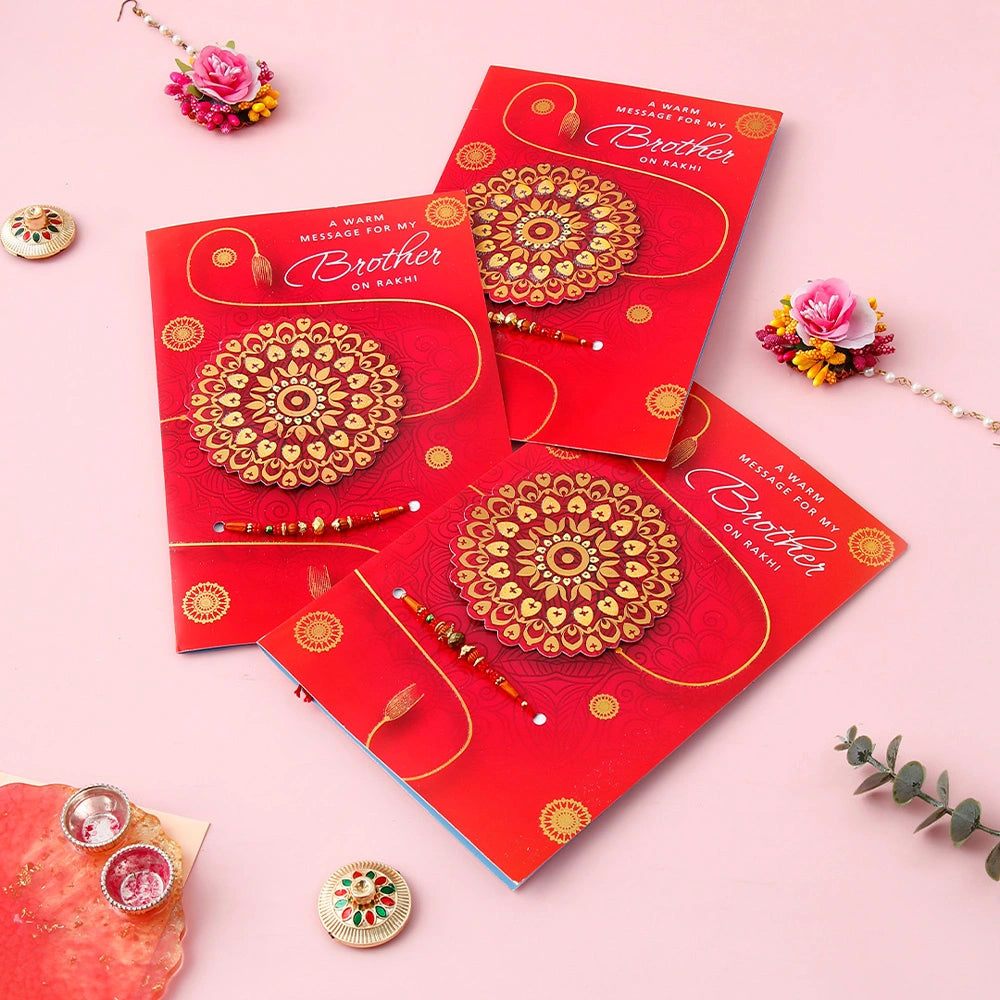 Pack Of 3 Personalised Raksha Bandhan Greeting Card With Envelope