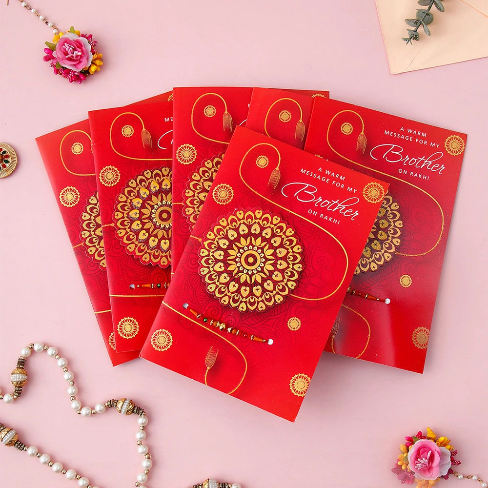 Pack Of 6 Personalised Raksha Bandhan Greeting Card With Envelope