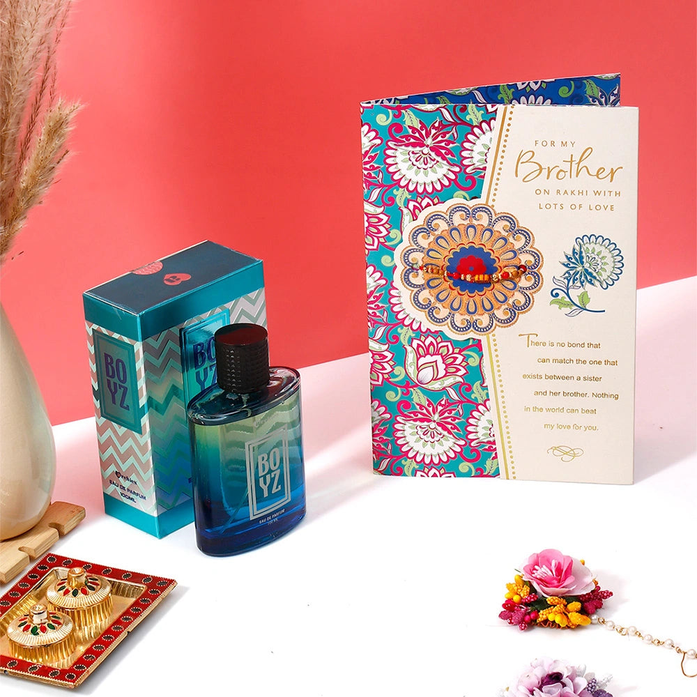 For Brother Rakhi Greeting Card with Archies Boyz Perfume