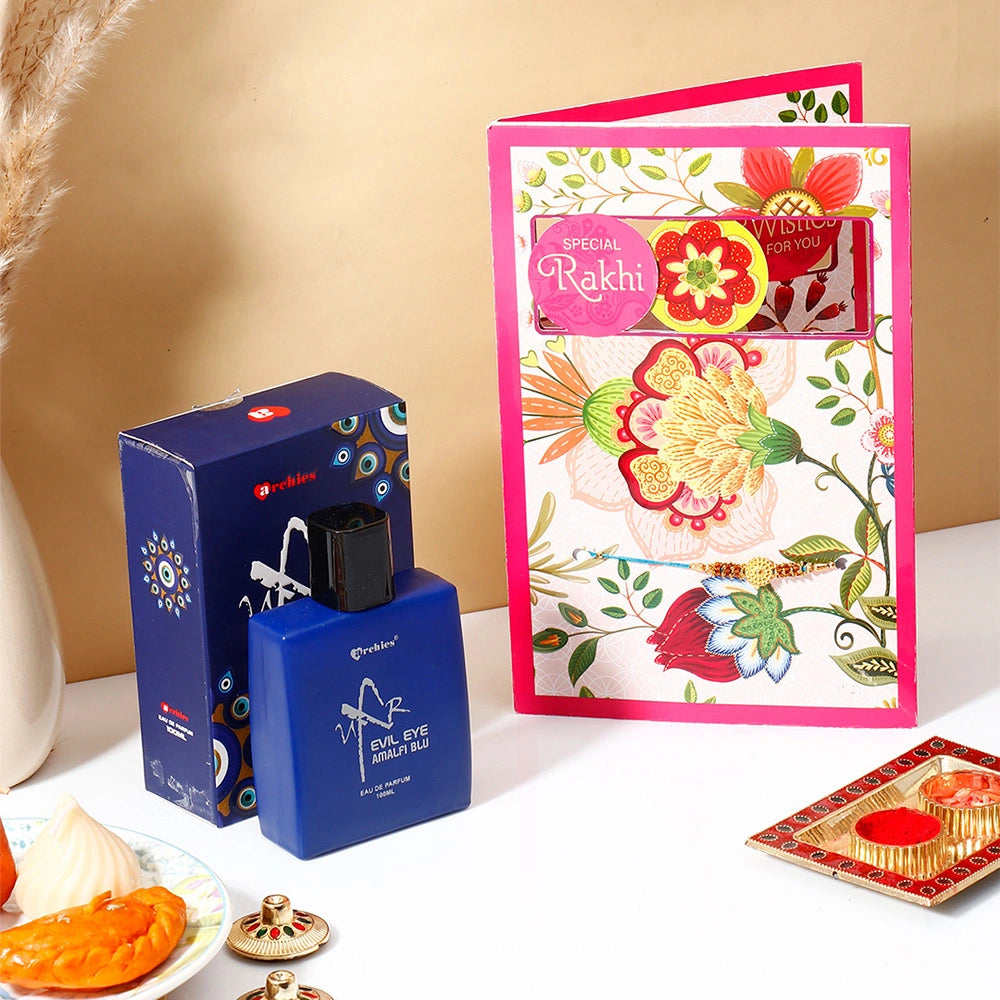 Special Rakhi Greeting Card with Archies Amalfi Blu Perfume