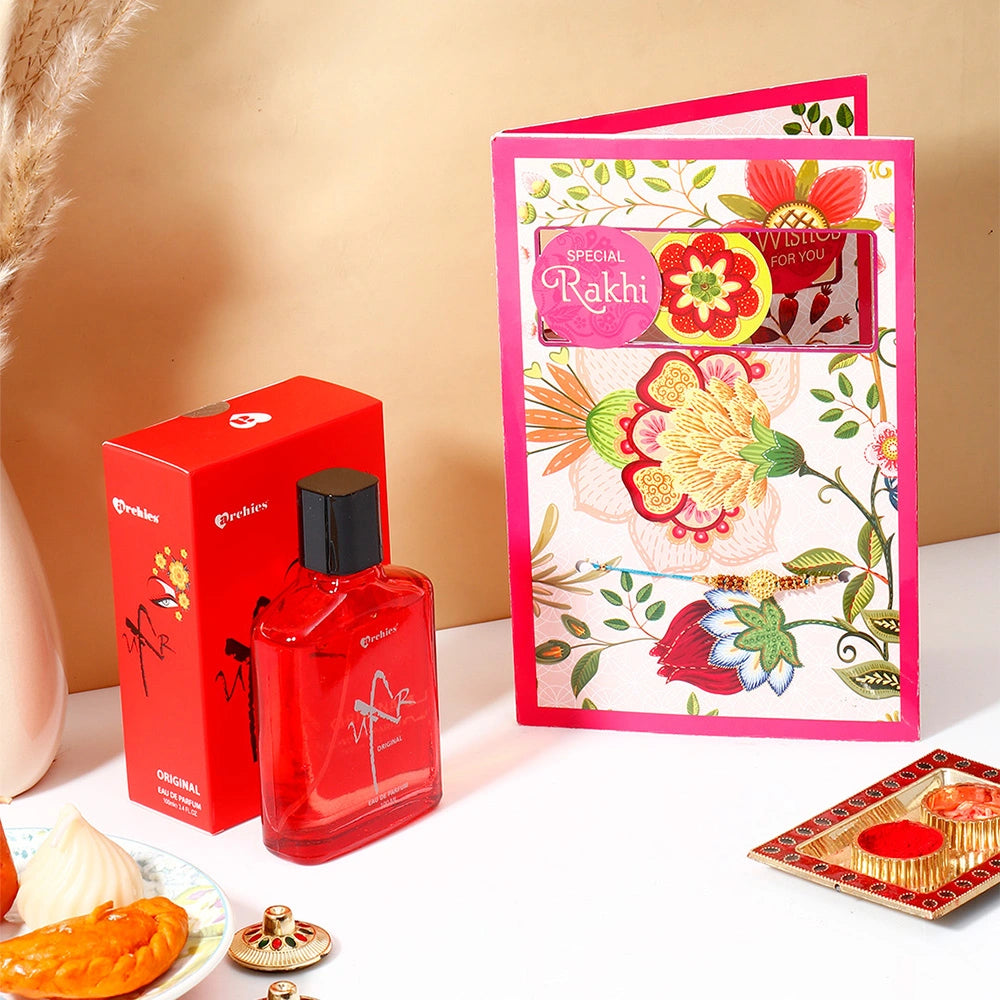 Special Rakhi Greeting Card with Archies UXR Perfume