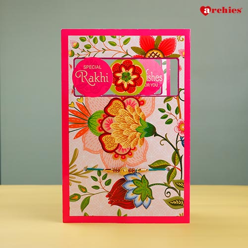 Beautiful Rakhi with Greeting Card