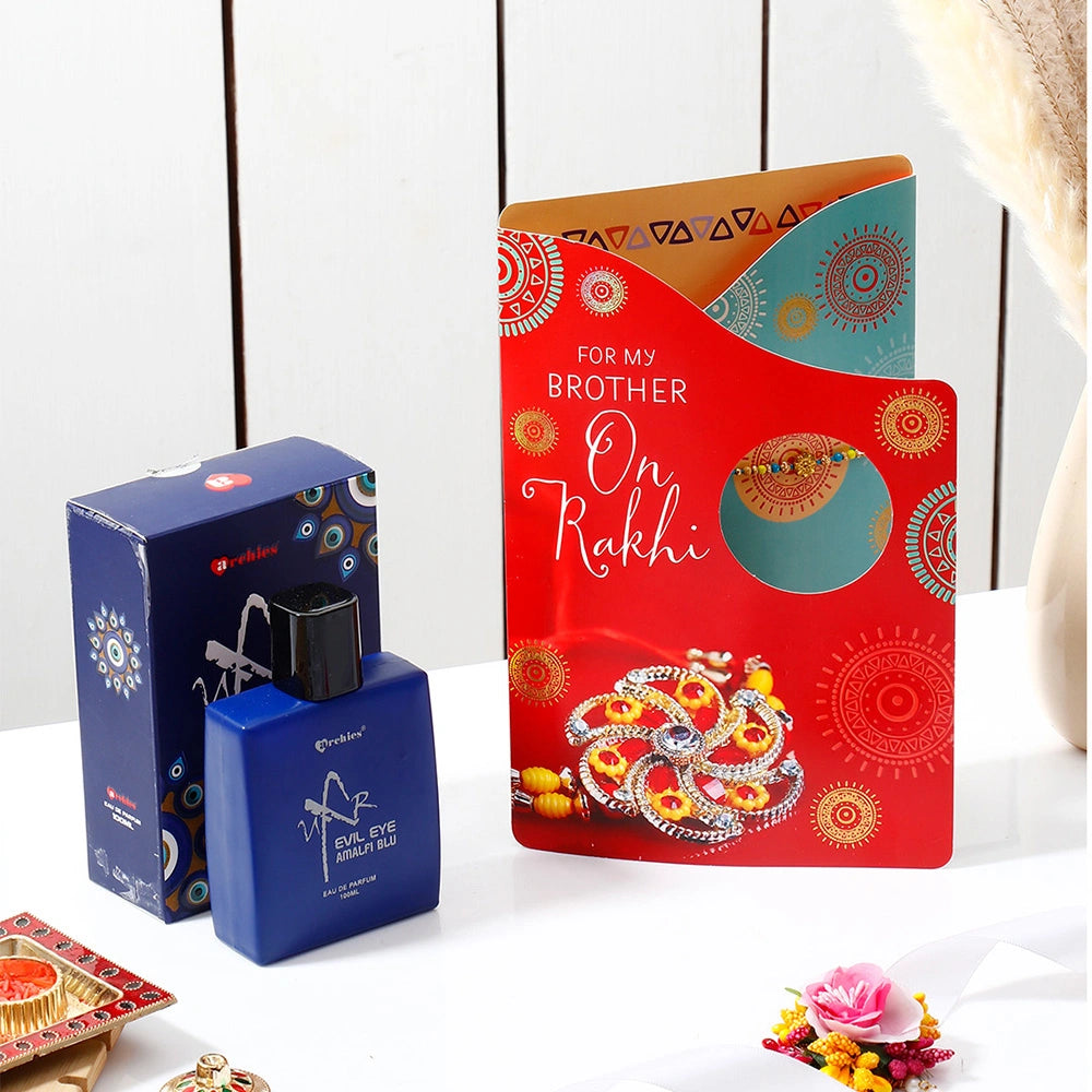 Exclusive Rakhi Greeting Card with Archies Amalfi Blu Perfume