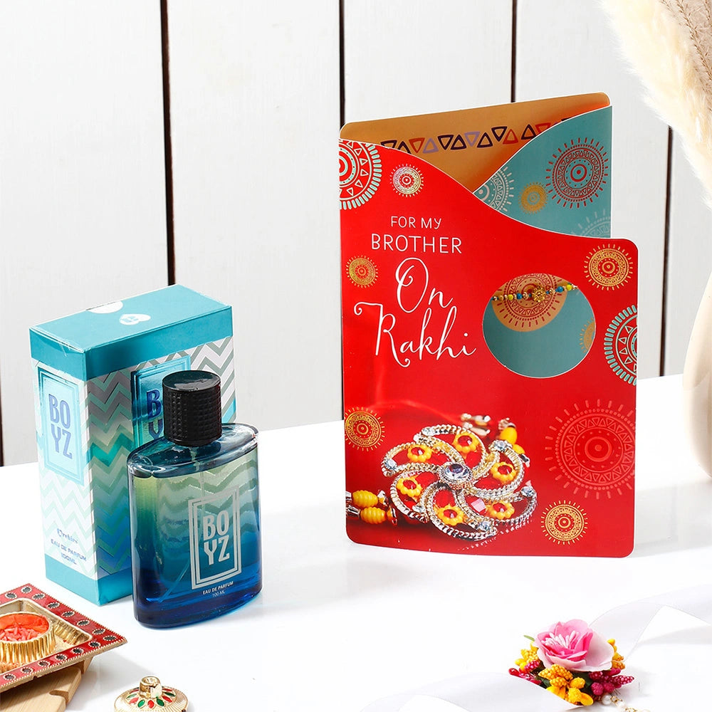 Exclusive Rakhi Greeting Card with Archies Boyz Perfume