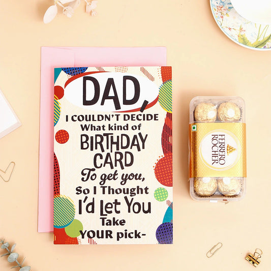 Happy Birthday Dad Greeting Card and Ferrero Rocher 200 GM